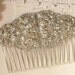 Art Deco TRUE Vintage Rhinestone Bridal Hair Comb, Pave Crystal Encrusted Brooch Hair Comb