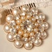 TRUE Vintage Ivory Pearl & Rhinestone Encrusted Round Bridal Hair Comb - 22K Gold Heirloom Brooch Comb OOAK