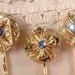 Vintage Sapphire Blue & Clear Crystal Gold Bridal Hair Pins - 22K Gold Heirloom Jeweled Hair Clips Set of 3