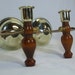 Vintage Wood and Brass Wall Candle Sconces Made by Home Interiors