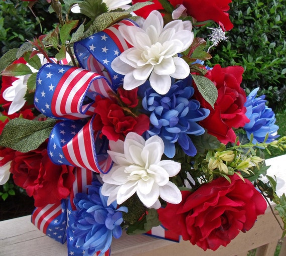 Patriotic Floral Arrangement 4th of July Flower Arrangement