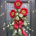 Red Sunflower Swag Summer Wreath Front Door Decoration Sunflower Bouquet