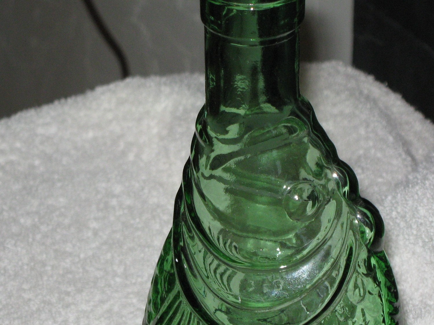 Download Vintage Emerald Green Glass Fish Shaped Wine Bottle Italy Yellowimages Mockups