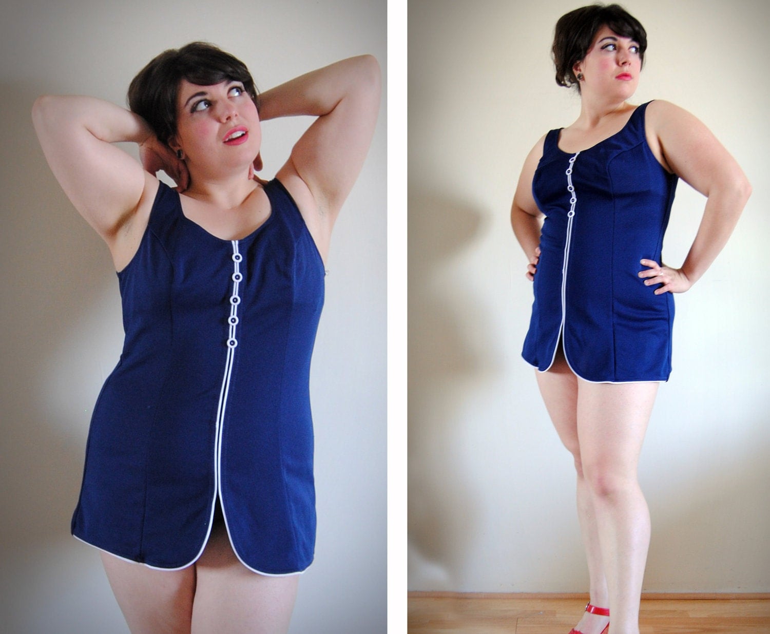 Plus Size Vintage Swim Bathing Suit 2 Piece 1960s Union Lable