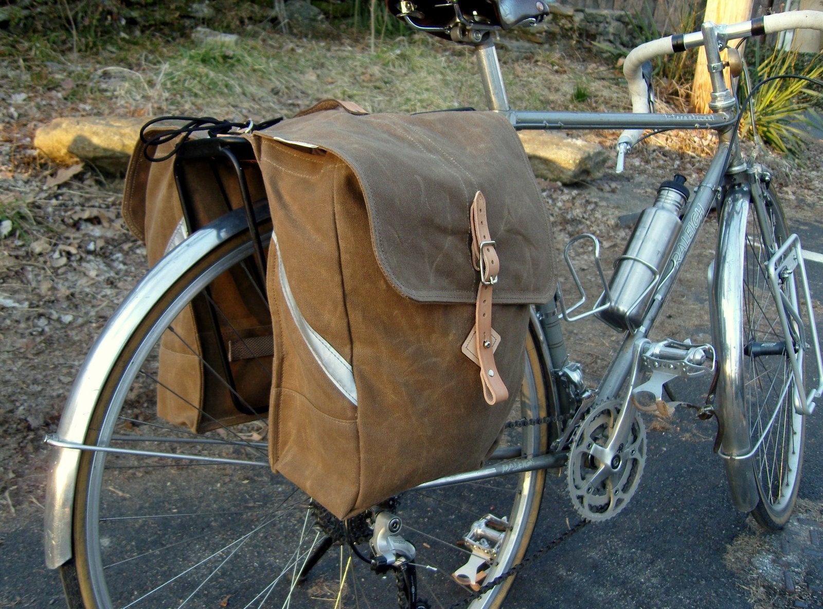 City Waxed Canvas RollUp Bicycle Saddle Bags panniers