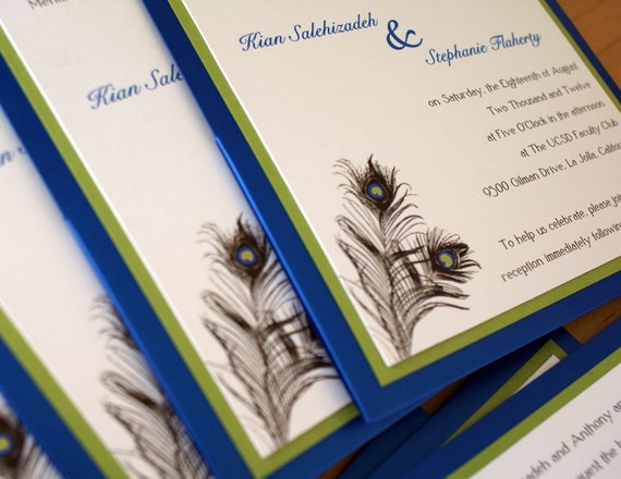 Peacock Blue-Green Wedding Invitation