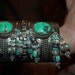 showdiva designs Huge Silver Cuff with Turquoise Beads n Crystals