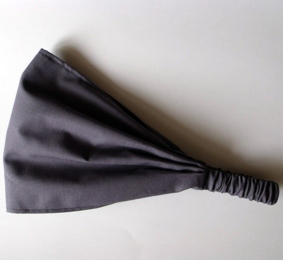 Yoga Headband Solid Coal Gray Kona Cotton fabric by Robert