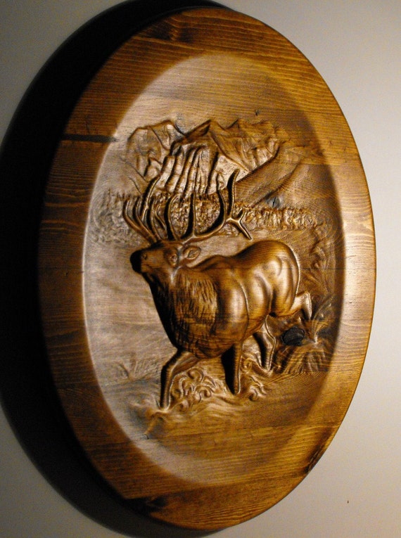 Elk Carved in Wood Large
