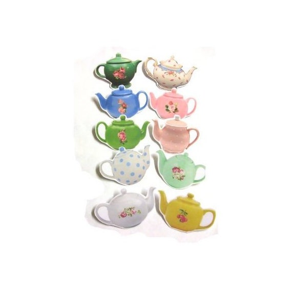 Items similar to 10 Teapot Pins Cute Tea Party Favors Free Postage P13