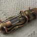 Steampunk USB flash drive with glowing interior and curved glass window. 16 GIG. Copper, brass and glass. Waterproof.