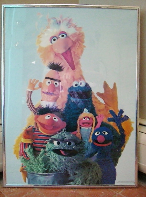 Vintage Sesame Street Muppets Poster 1979-Framed