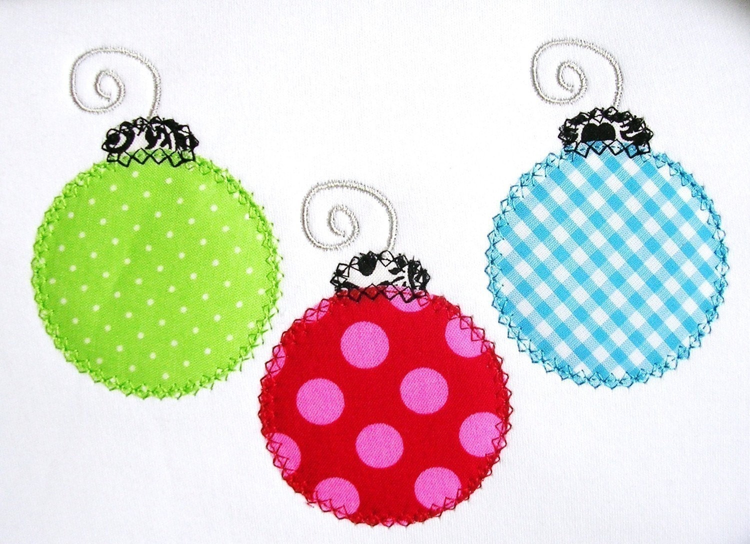 Christmas Ornament Trio Applique Design Machine Embroidery