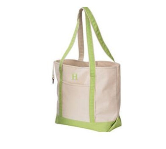 Monogrammed Canvas Beach Bag - Bridesmaid or Wedding Gift - Lime Green ...