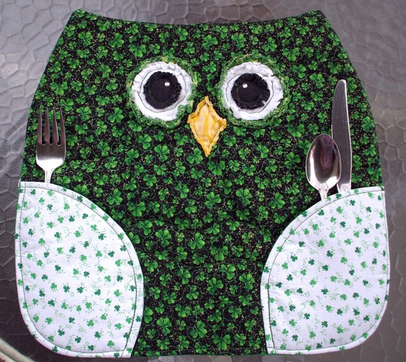 Owl Placemats St. Patrick's Day set of two