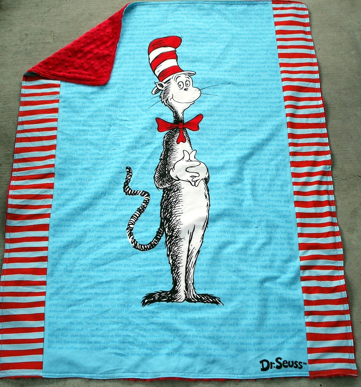Baby Blanket Dr. Seuss Cat in the Hat Flannel and Bright Red