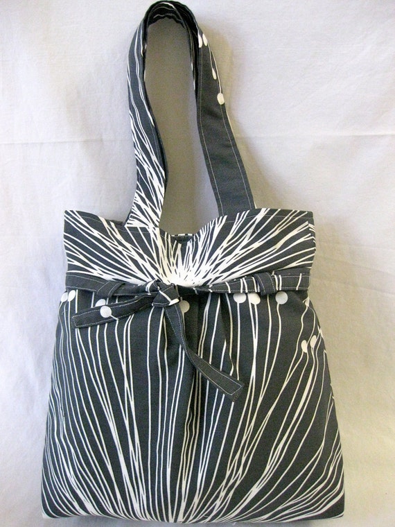 Grey and White Pleated Bag With 2 Straps FREE by treasuresbyalicia
