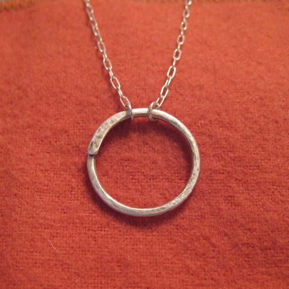 Round Charm Holder Necklace Sterling Silver Circle Oxidized