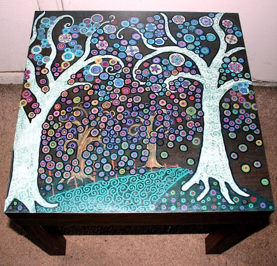 Funky Forest Themed Hand Painted Coffee Table by FunkyArtGuy