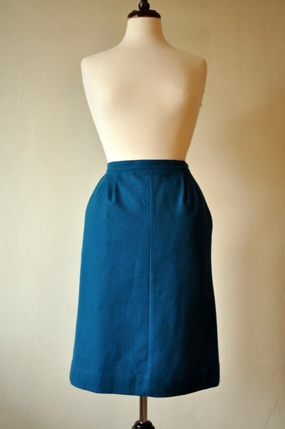 dark teal pencil skirt with fish fin by InPerpetuityVintage