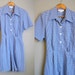 Vintage Romper Gingham Check Shorts Blue White 1980s Medium
