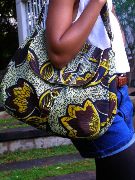 Handmade messenger bag made from african print by AaliyahMakoni