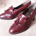 Vintage 70's Oxfords, Kiltie Style, Menswear, Maroon or Burgundy Leather, Women's Size 7.5
