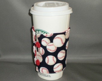 Coffee Cuff - Reusable Coffee Cup Sleeve - Coffee Cozy - Eco Friendly - Baseball