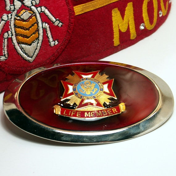 Vintage Belt Buckle VFW Veterans of Foreign Wars Life Member