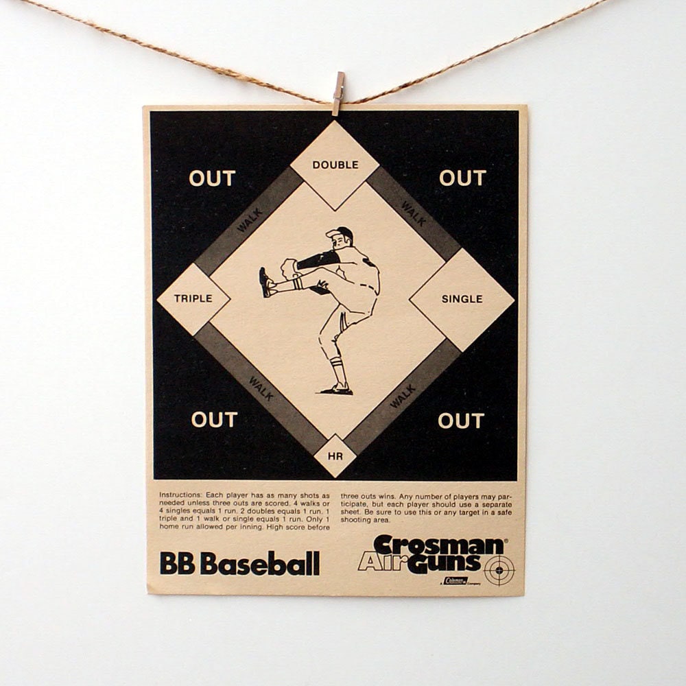 vintage paper shooting targets bb baseball game