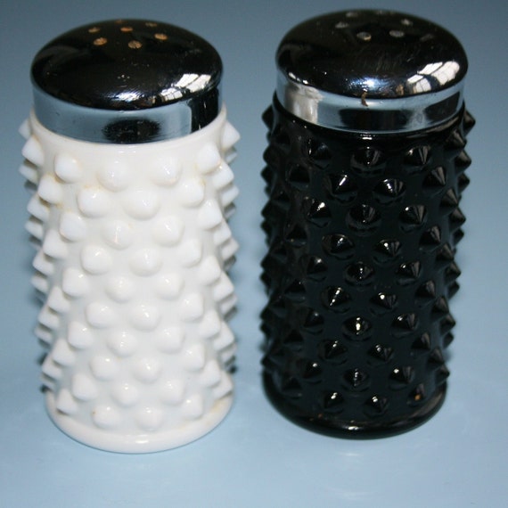 Vintage Fenton Hobnail Salt and Pepper Shakers Black and