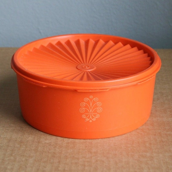 Vintage Large Orange Retro Tupperware Storage Container With