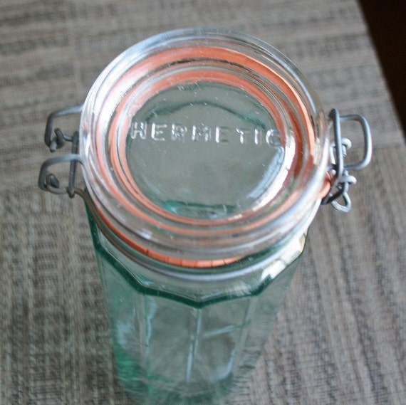 Vintage Large Glass Spaghetti Jar Hermetic Made in Italy