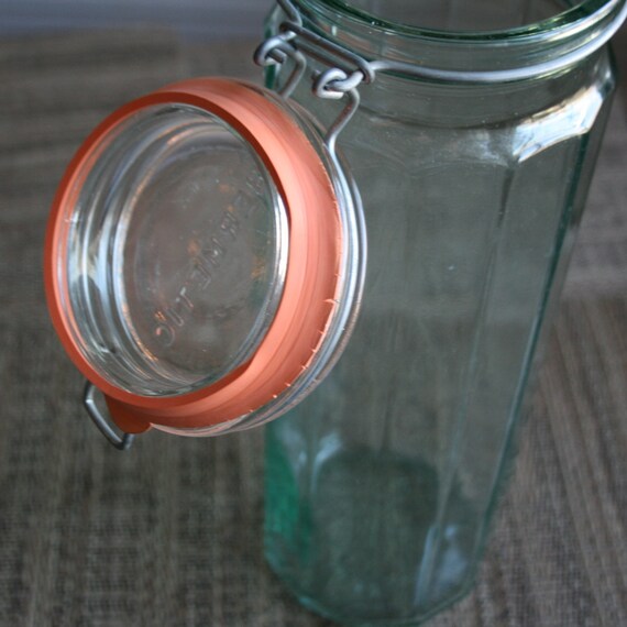 Vintage Large Glass Spaghetti Jar Hermetic Made in Italy