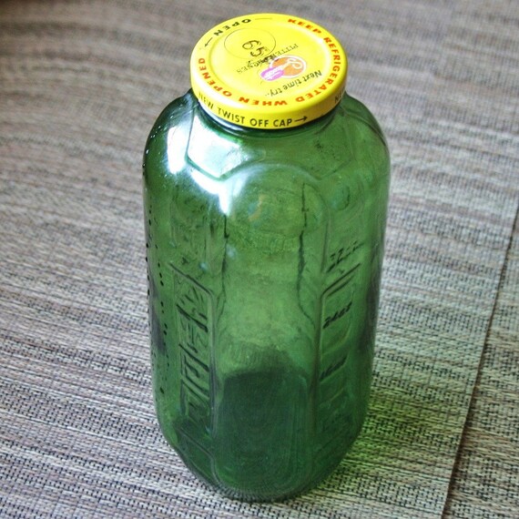 Vintage Green Glass Juice and Water Jar