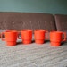 Set of 4 Retro Bright Red Stackabl Plastic Mugs