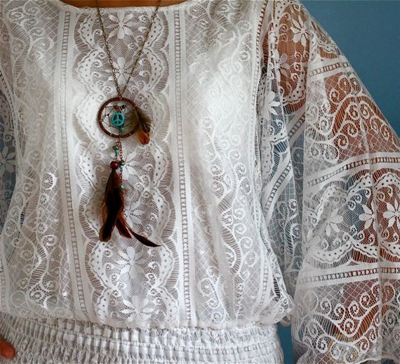 Dream Catcher Necklace with Peace and by PurpleShmurpleShoppe