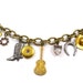 Vintage Charm Bracelet, Happiness is Country Music, Handmade, Saddle, Western Boot, locket, Guitar, Heart, Horseshoe, Bucket Hat, Star