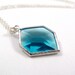 Prism Necklace - Blue and Silver, Geometric Glass, Modern Shape Jewelry