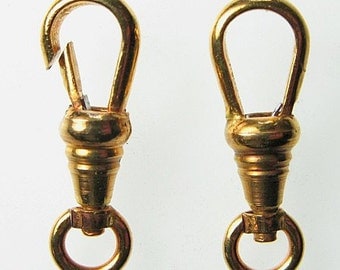 Vintage Gold Plated Brass Pocket Watch Swivel Clasps Germany Lot of 4