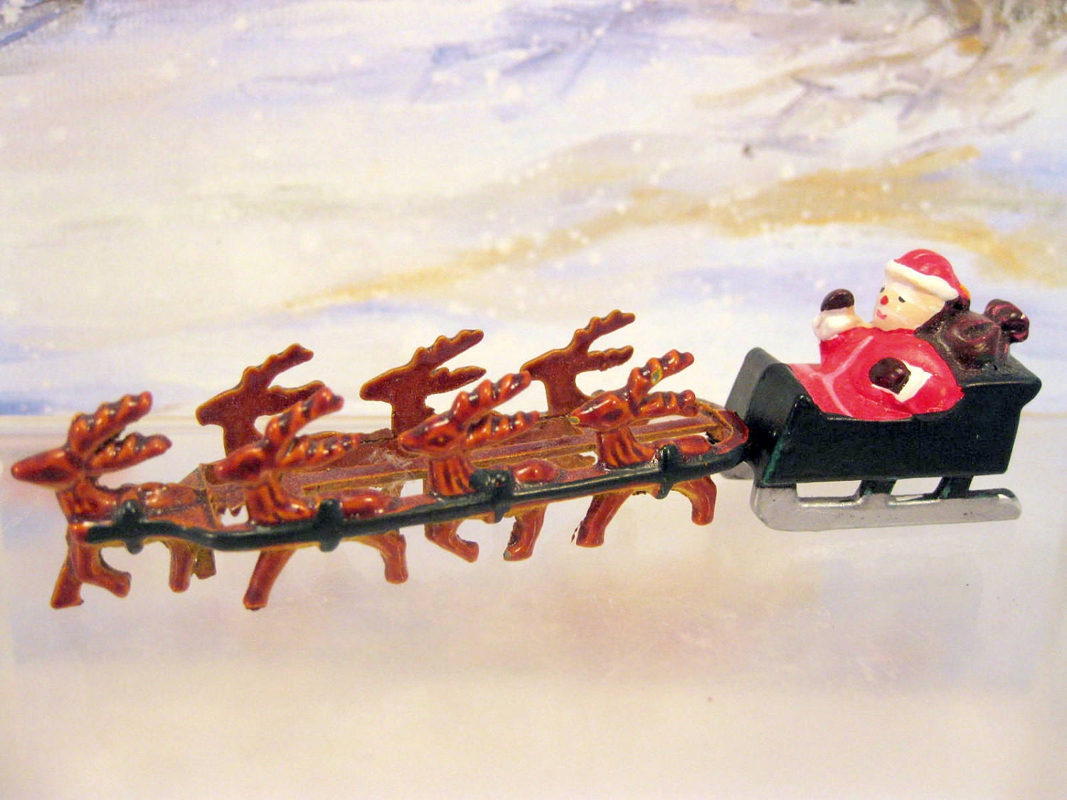 miniature santa sleigh reindeer figurine dollhouse miniature santa sleigh reindeer figurine dollhouse