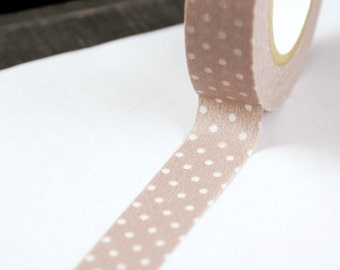 Cafe au Lait Light Brown with Clear Dots Washi Paper Masking Tape-16.5 YARDS