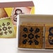 SALE - Matryoshka and Floral Burst Matchbox Stamp Set-Japanese Set of 2 Small Rubber Stamps