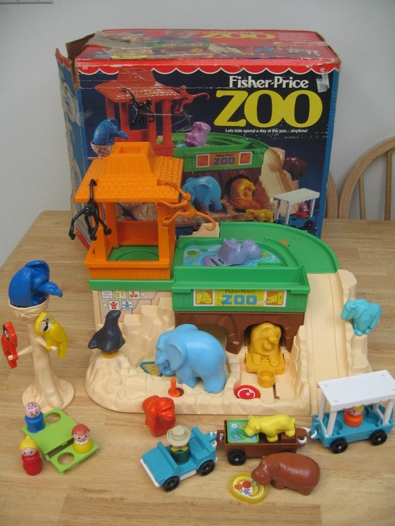 Vintage Fisher Price Zoo Complete with Box by toysofthepast