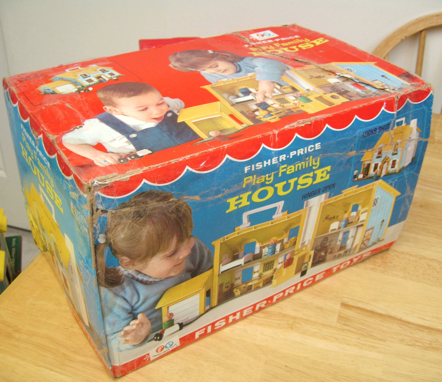 RESERVED Vintage Fisher Price Yellow House With Box Complete