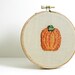 Pumpkin Autumn Fall Thanksgiving Holiday Home Decor Embroidery Hoop Art Punch Needle Wall Hanging Orange Green Natural Colors