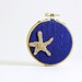 Starfish Punchneedle Embroidery Hoop Art. Cobalt Blue Silk. Nautical Inspired Cottage Decor, Beach House Decor. 3 Inch Size
