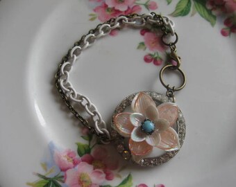 vintage assemblage old ooak flower bracelet. Rosalie