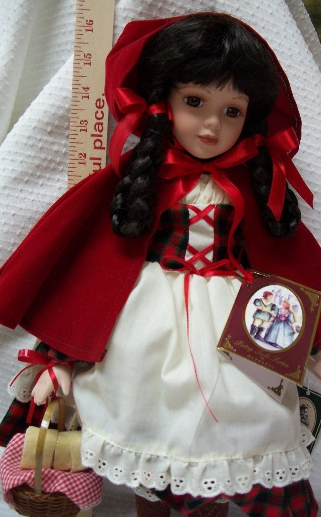 Little Red Riding Hood Porcelain Doll Vintage