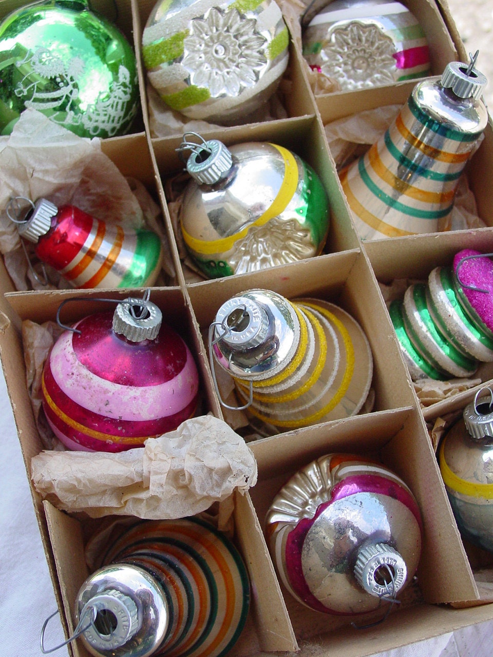 Vintage Christmas Ornaments Glass Balls 1950's Hand